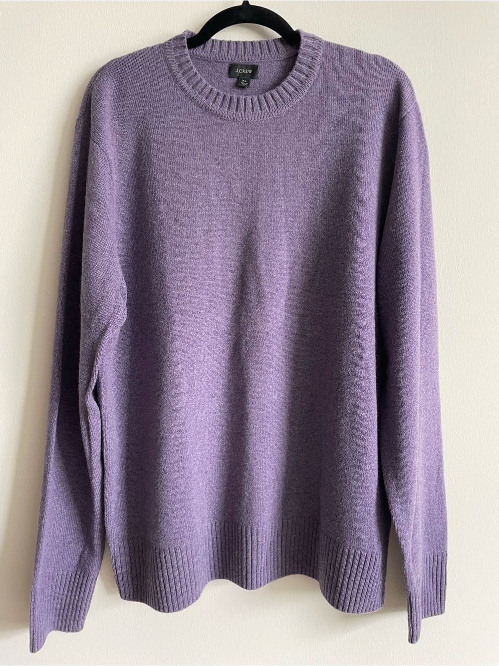 J. Crew Rugged Merino Wool Crewneck Sweater Heathered Lavender Purple Classic XL